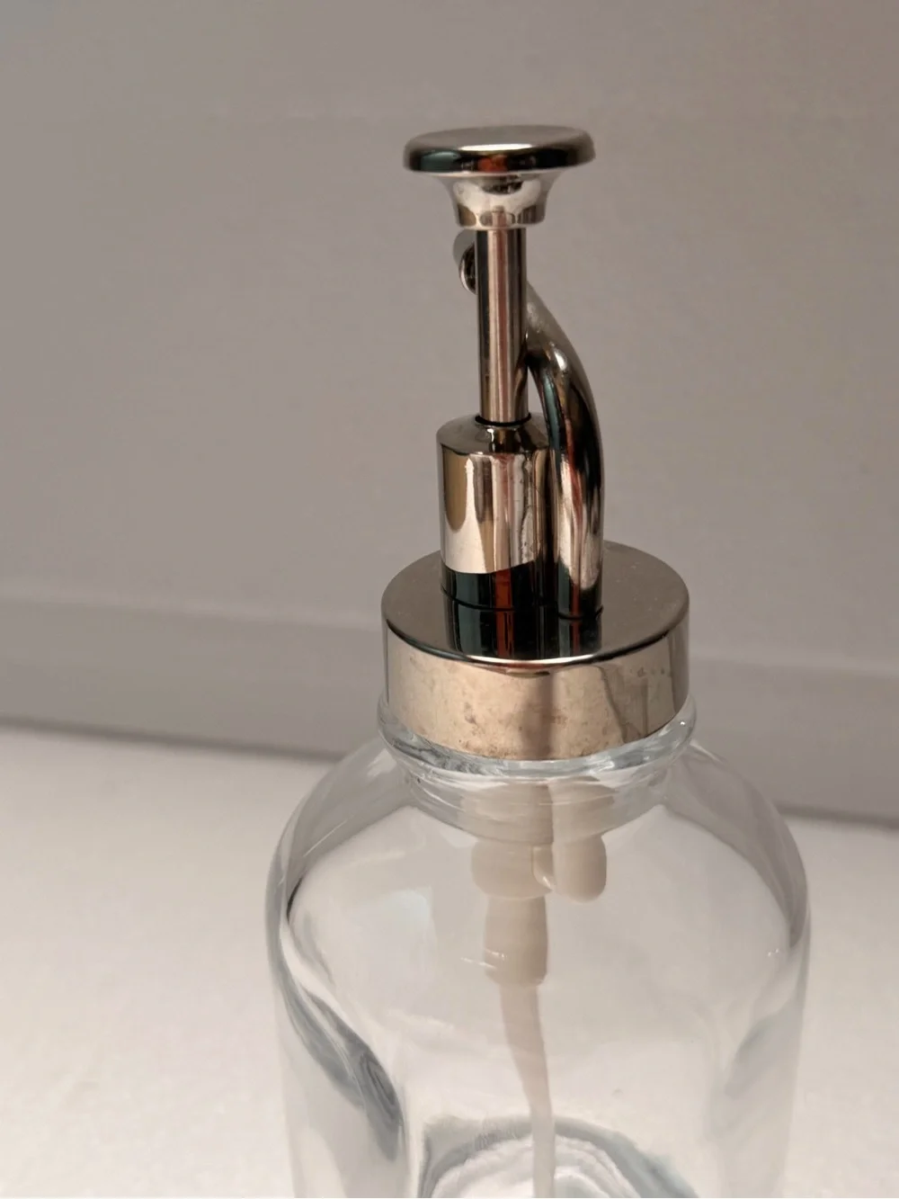 Clear Glass Pump Bottle with Silver Dispenser - Clear